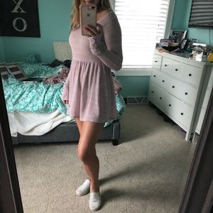 mauve knit babydoll dress